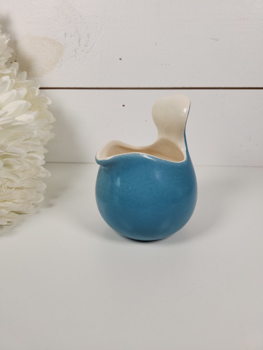 Eva Zeisel Red Wing Pottery Town and Country Blue & White Creamer | 1940s